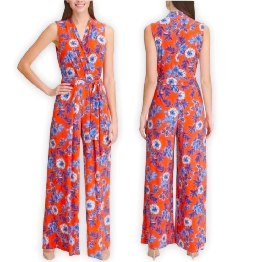 Tommy Hilfiger Floral Print Belted Jumpsuit size 12